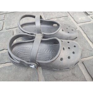 Crocs Mary Jane Flats Comfort Clogs Shoes Black Girls Size 10